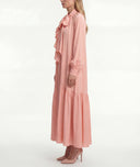Pink Long loose-fitting dress with scarf detail 94727 RPT