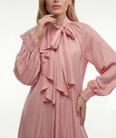 Pink Long loose-fitting dress with scarf detail 94727 RPT