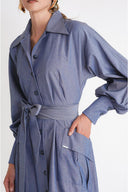 Navy Blue Loose fit long shirt dress 94752 RPT