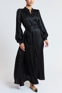 Black Gathered long dress 94800 RPT