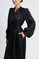 Black Gathered long dress 94800 RPT