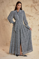 Black White Belted long shirt dress with piping detail 94818 RPT
