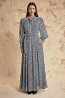 Black White Belted long shirt dress with piping detail 94818 RPT