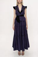 Purple Velvet detailed pleated double suit 12275