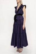 Purple Velvet detailed pleated double suit 12275
