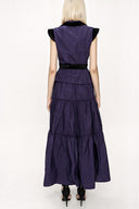 Purple Velvet detailed pleated double suit 12275