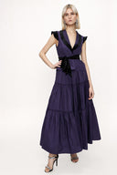 Purple Velvet detailed pleated double suit 12275