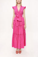 Fuchsia Velvet detailed pleated double suit 12275