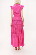 Fuchsia Velvet detailed pleated double suit 12275