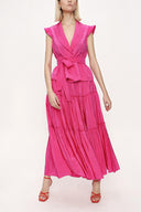 Fuchsia Velvet detailed pleated double suit 12275