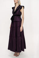 Plum Velvet detailed pleated double suit 12275