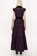 Plum Velvet detailed pleated double suit 12275