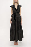 Khaki Velvet detailed pleated double suit 12275