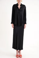 Black Elastic waist skirt and loose-fitting shirt suit 12359