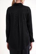 Black Elastic waist skirt and loose-fitting shirt suit 12359