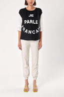 Black Printed elbow sleeve t-shirt 19413