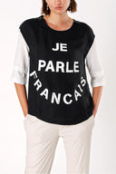 Black Printed elbow sleeve t-shirt 19413