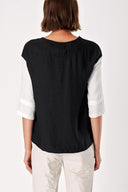 Black Printed elbow sleeve t-shirt 19413