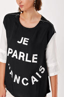 Black Printed elbow sleeve t-shirt 19413