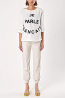 Ecru Printed elbow sleeve t-shirt 19413