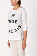 Ecru Printed elbow sleeve t-shirt 19413