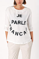 Ecru Printed elbow sleeve t-shirt 19413