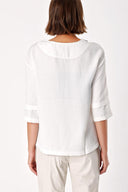 Ecru Printed elbow sleeve t-shirt 19413