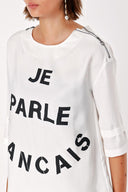 Ecru Printed elbow sleeve t-shirt 19413