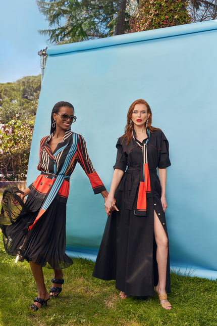 Black Belted shirt dress 93516