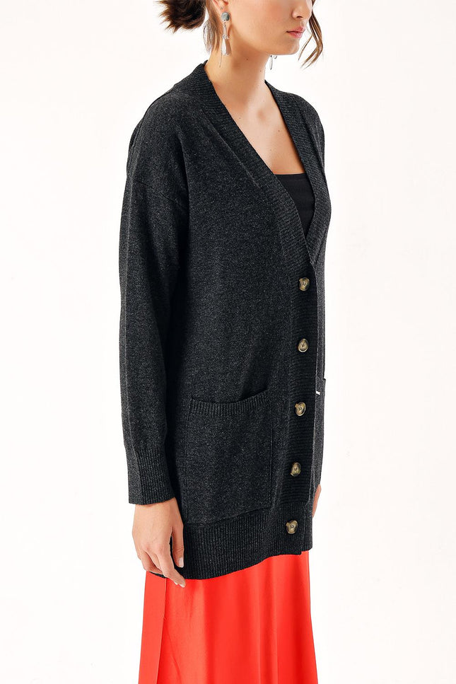 Anthracite Woll and cashmere mix cardigan 28832