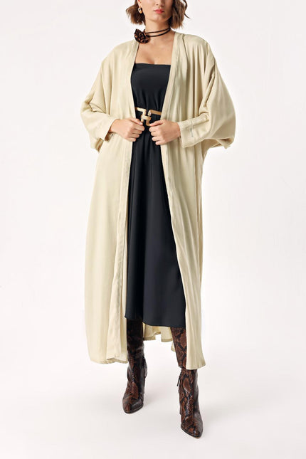 Beige Long caftan with balloon sleeves 94208