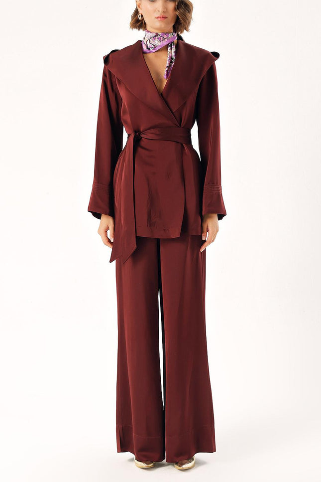 Plum Two-piece suit with hoodie and trousers 12325