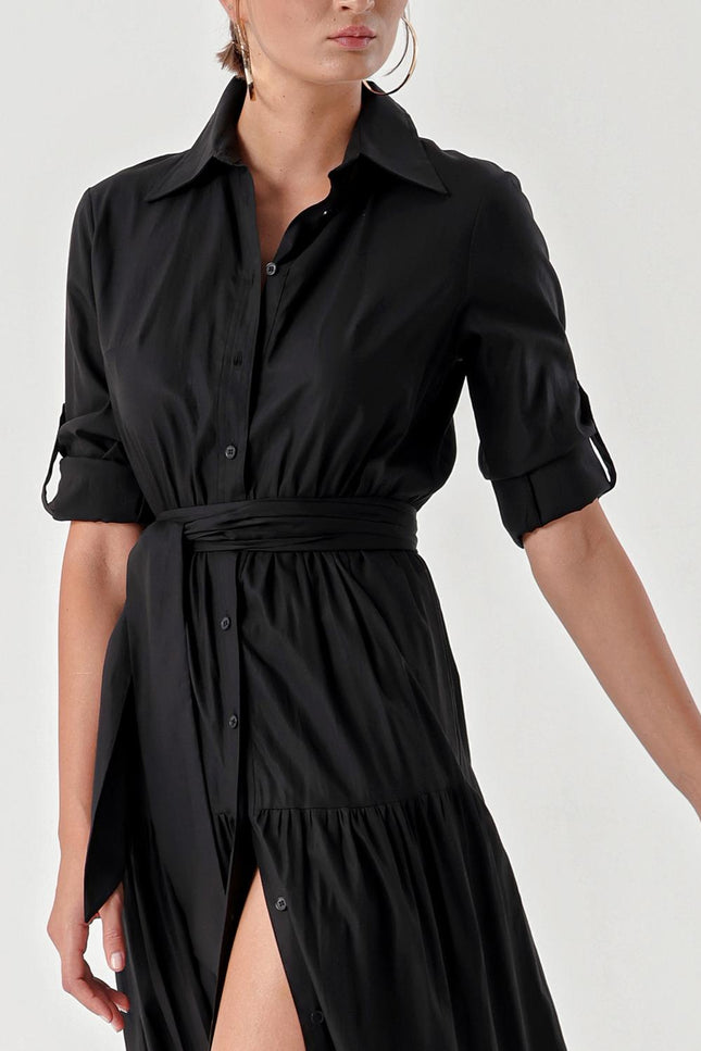 Siyah Büzgülü gömlek elbise 94241