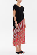 Kırmızı Kısa kollu verev kesim midi elbise 93149