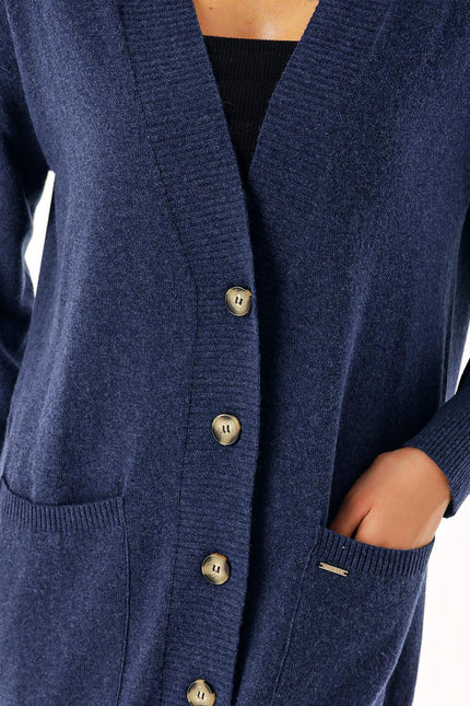 Navy Blue Woll and cashmere mix cardigan 28832