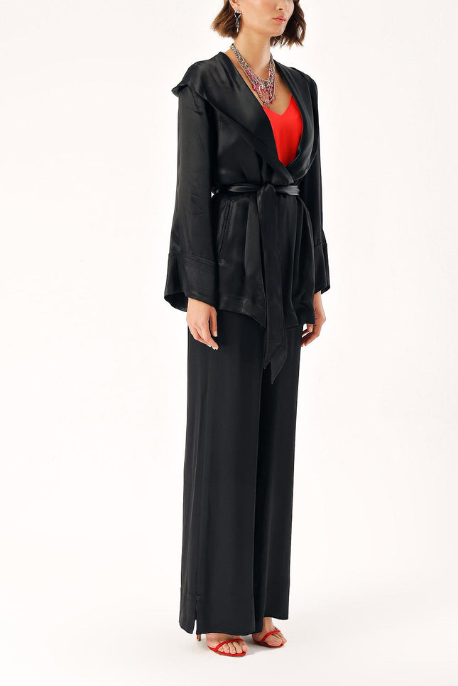 Black Two-piece suit with hoodie and trousers 12325