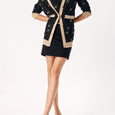 Black Gold short sleeve blouse and long shiny cardigan twin set 28856