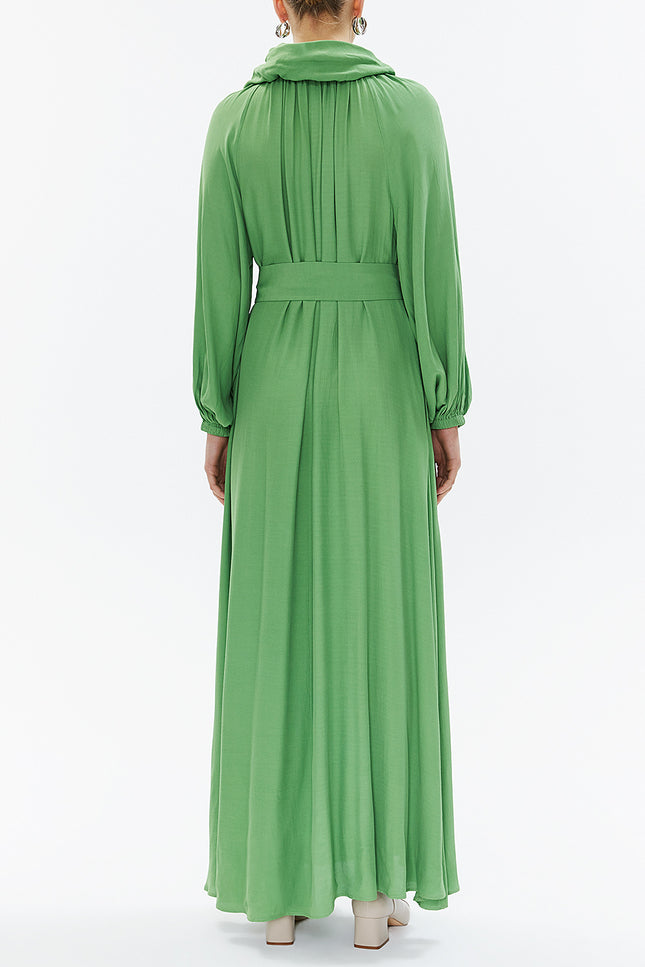 Green Raglan sleeve shabby chic maxi dress 93356