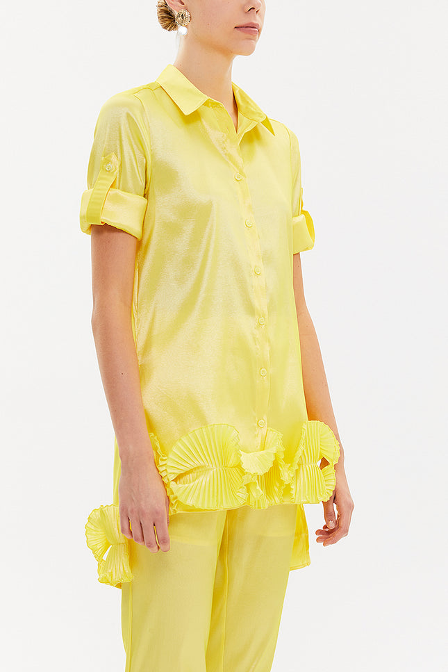 Yellow Pleated shirt 10735