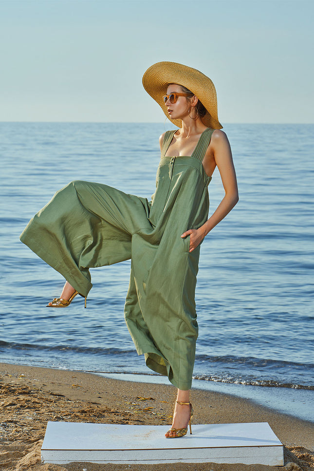 Green Strappy jumpsuit 93535
