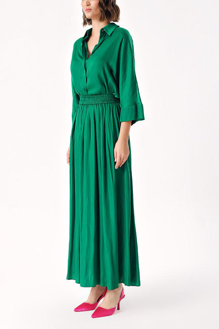 Green Elastic waist trousers and shirt set 12329