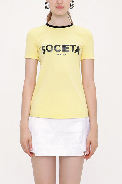 Yellow Printed short sleeve t-shirt 19831