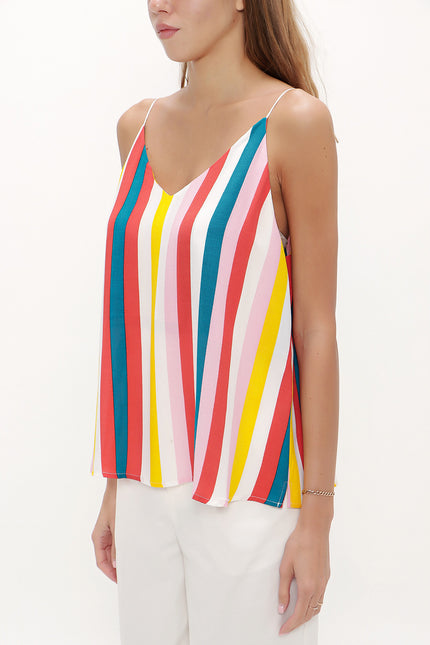 Striped Strappy  V-neck  blouse  19792