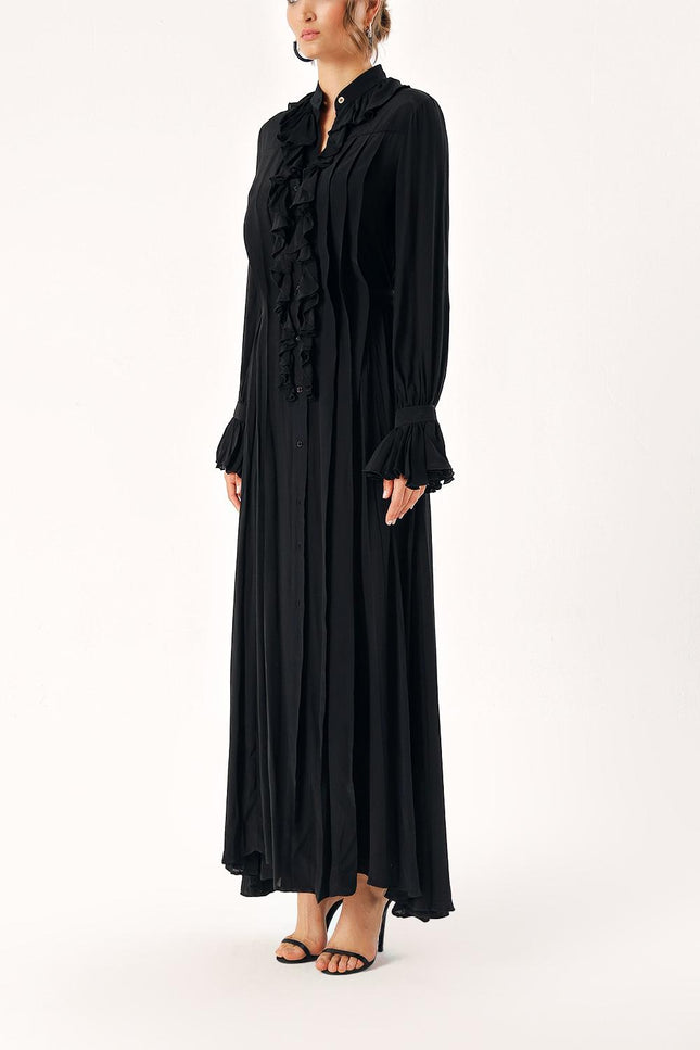 Black Ruffle detail on the side
long dress 93075