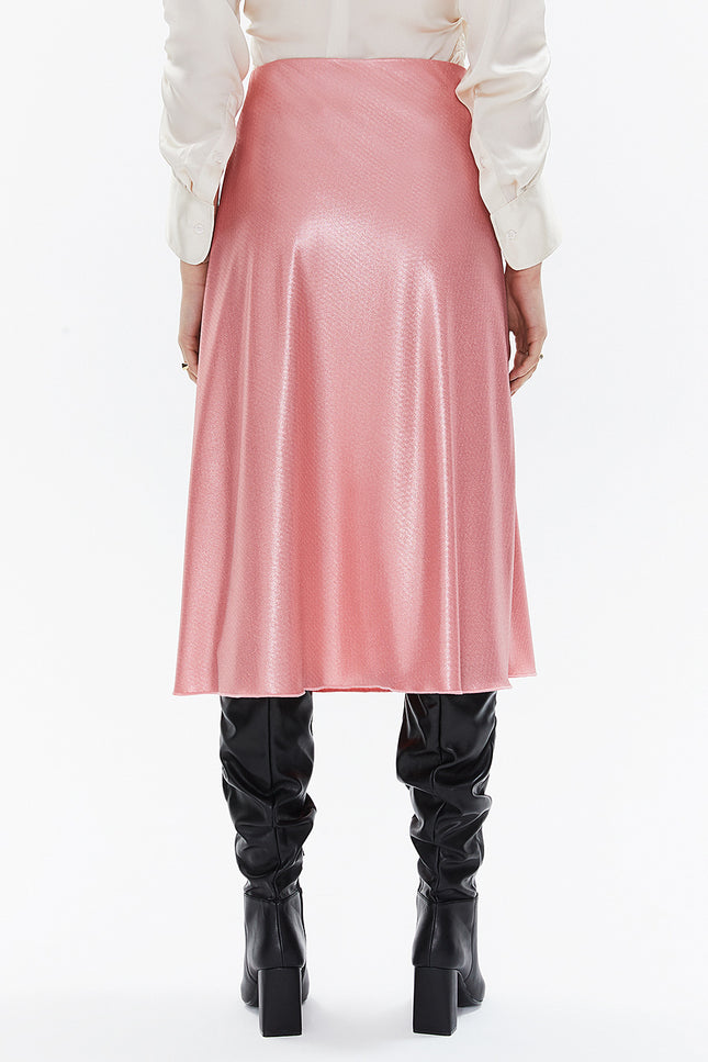 Pink Elastic waist midi skirt 81150