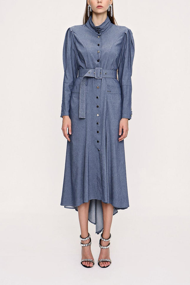 Navy Blue Stitched detailed shirt dress 94010