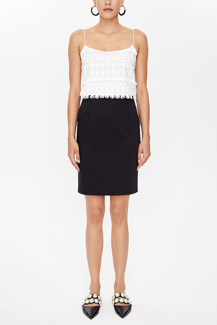 Black Above-the-knee, straight slim skirt  81118
