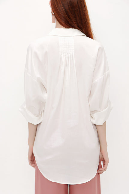 White Pocket  wide cut shirt  10743