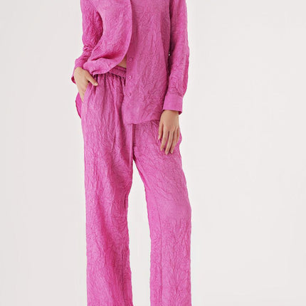 Pink Crochet trousers and shirt suit 12352