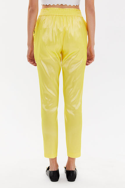 Yellow Elastic waist pants 41356
